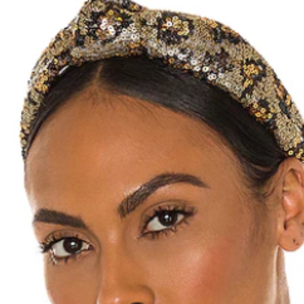 Lele Sadoughi Sequin Leopard Knotted Headband NWOT